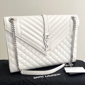 YSL V-Flap Large Tri-Quilt Envelope Chain Shoulder Bag (EUC)